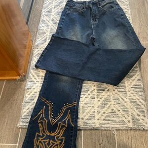 Western embellished jeans with studs